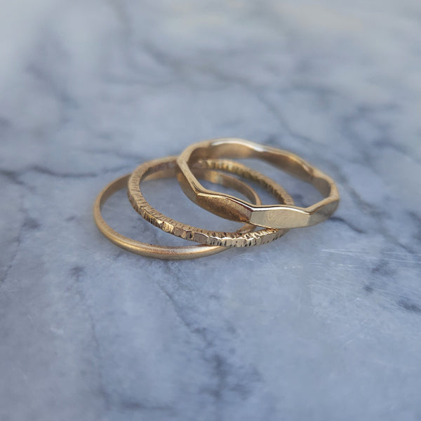 Textured Stacking Rings (Gold Filled)